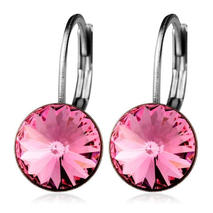 Ocelové náušnice s krystaly Swarovski, LIGHT ROSE
