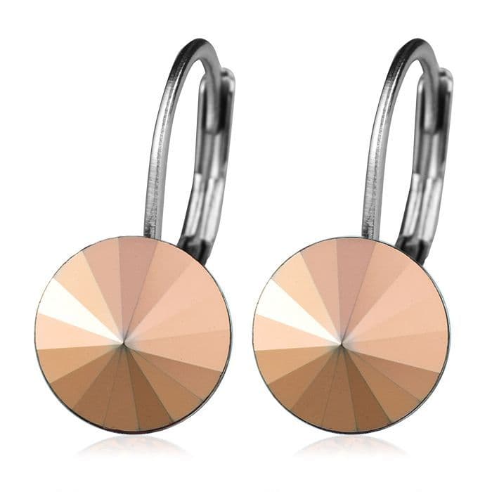 Ocelové náušnice s krystaly Swarovski, ROSE GOLD