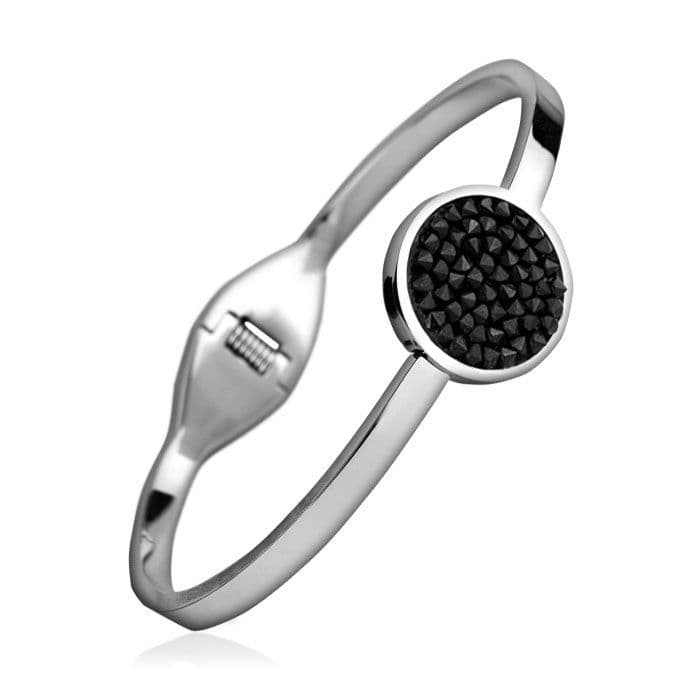 Ocelový náramek s krystaly Crystals from Swarovski BLACK JET