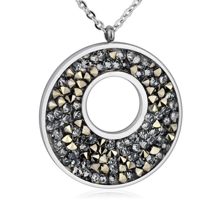 Ocelový náhrdelník s krystaly Crystals from Swarovski, GOLDEN CHOCOLATE