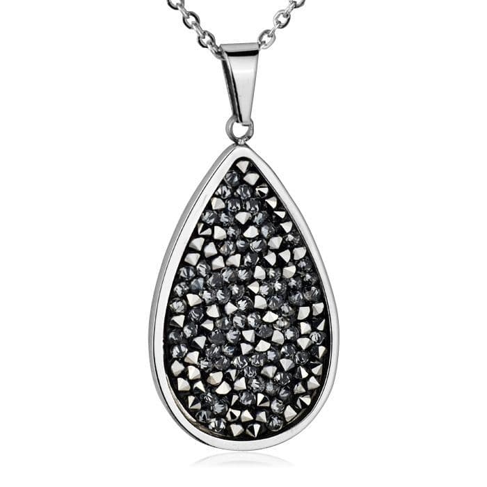 Ocelový náhrdelník s krystaly Crystals from Swarovski, GREY METALISEÉ
