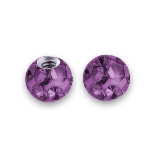 Náhradní kulička s krystaly Swarovski, 3 mm, závit 1,2 mm, barva tmavě fialová