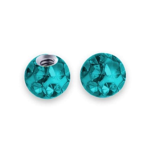 Náhradní kulička s krystaly Swarovski, 3 mm, závit 1,2 mm, barva tmavě tyrkysová