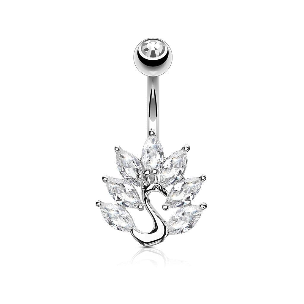 Piercing do pupíku páv, čirá barva