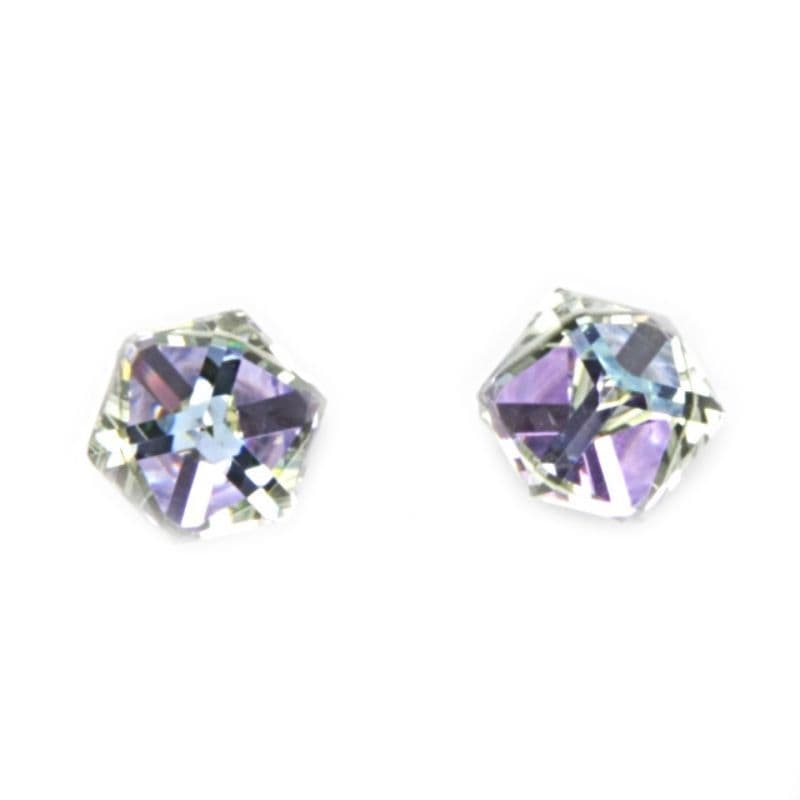Stříbrné náušnice s kostkami Crystals from SWAROVSKI, Vitrail Light