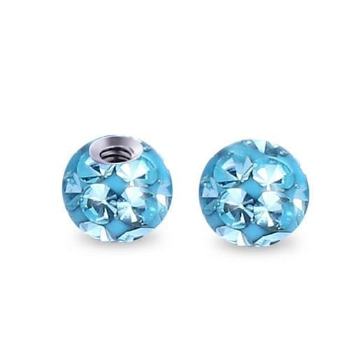 Náhradní kulička s krystaly Swarovski, 3 mm, závit 1,2 mm, barva tyrkysová