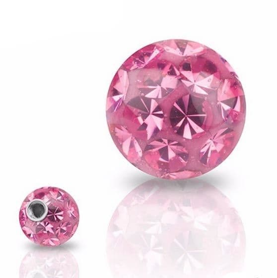 Náhradní kulička s krystaly Swarovski, 10 mm, závit 1,6 mm, barva ROSE