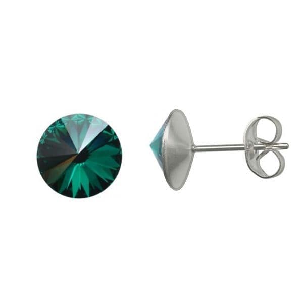 Ocelové náušnice Crystals from Swarovski 6mm, EMERALD