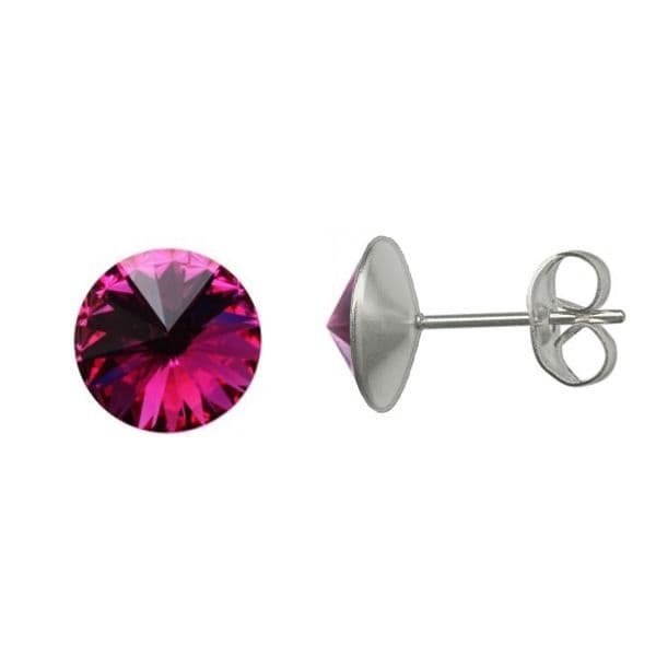 Ocelové náušnice Crystals from Swarovski 6mm, FUCHSIA