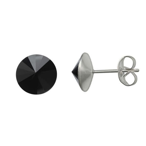 Ocelové náušnice Crystals from Swarovski 6mm, JET BLACK