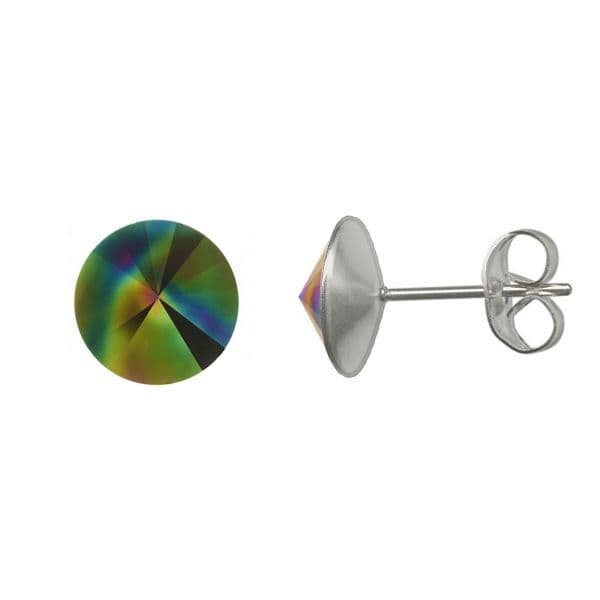 Ocelové náušnice Crystals from Swarovski 6mm, RAINBOW
