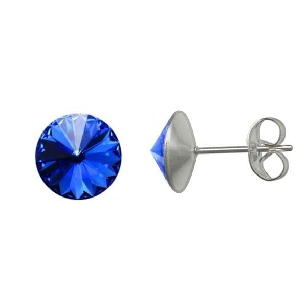 Ocelové náušnice Crystals from Swarovski 6mm, SAPPHIRE