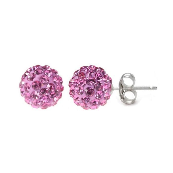 Stříbrné náušnice 6mm kuličky Crystals from Swarovski Pink