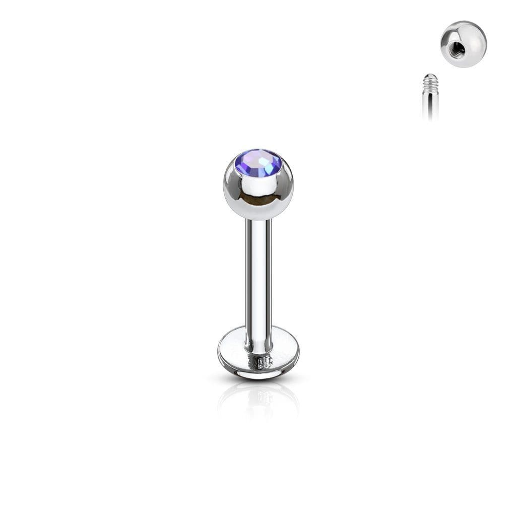Piercing do brady - labreta (tmavě modrá, 3 mm, 1,2 x 8 mm)