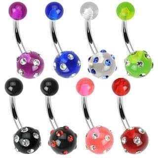 Piercing do pupíku - banánek zdobený zirkony (čirá/čirá)
