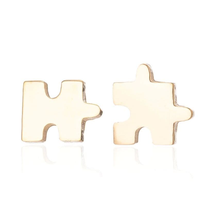 Zlacené ocelové náušnice PUZZLE