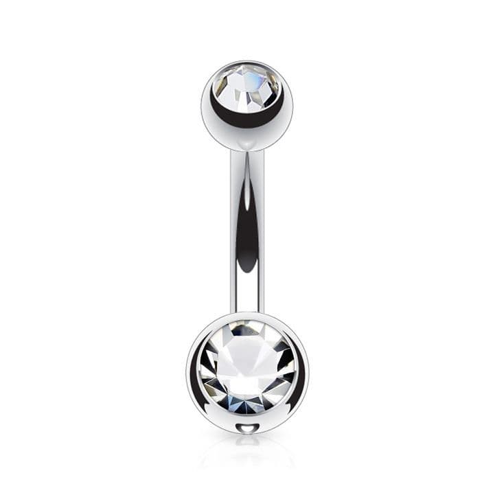 Piercing do pupíku - banánek malý 1,6 x 8 mm, CRYSTAL