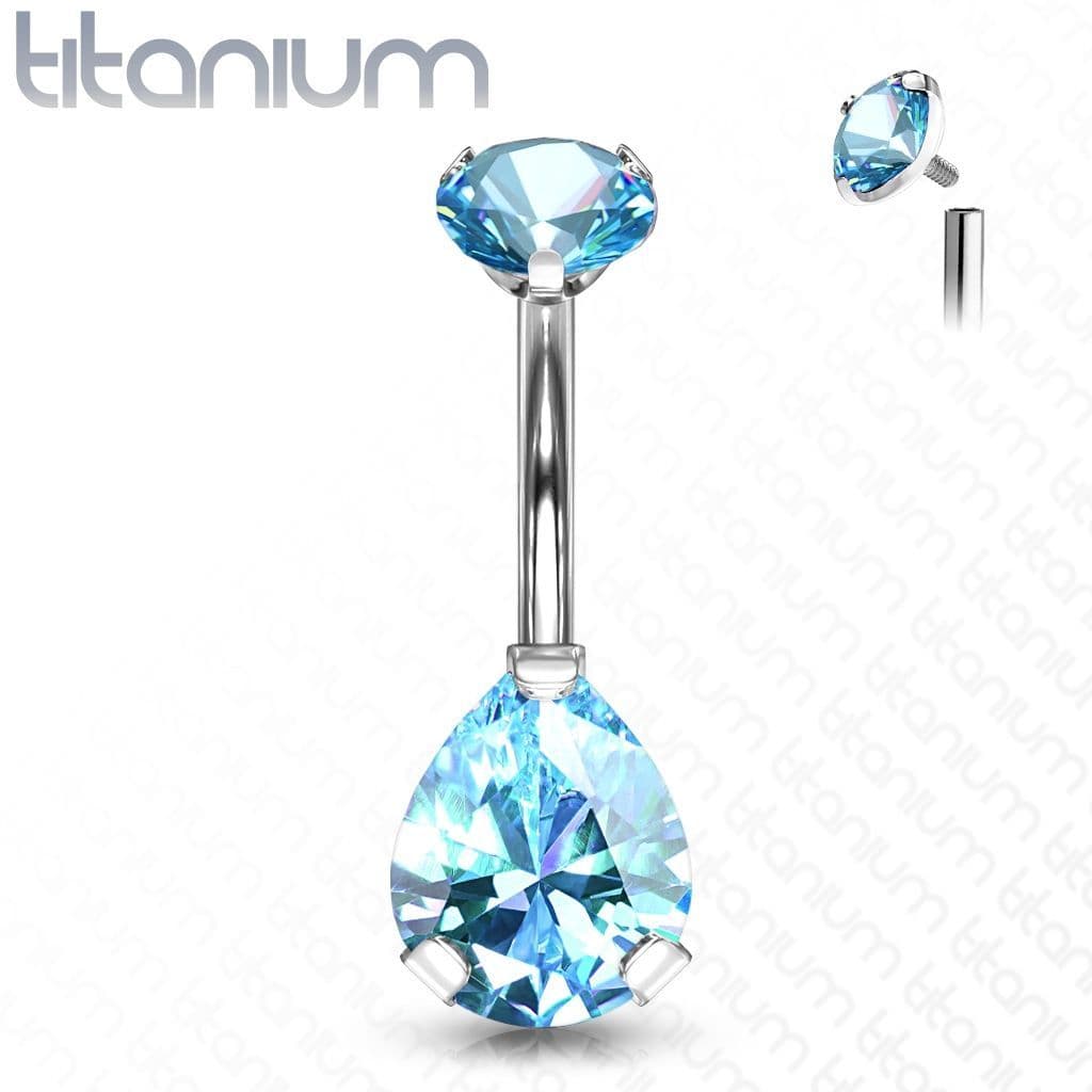 Piercing do pupíku kapka - TITAN (tyrkysová)