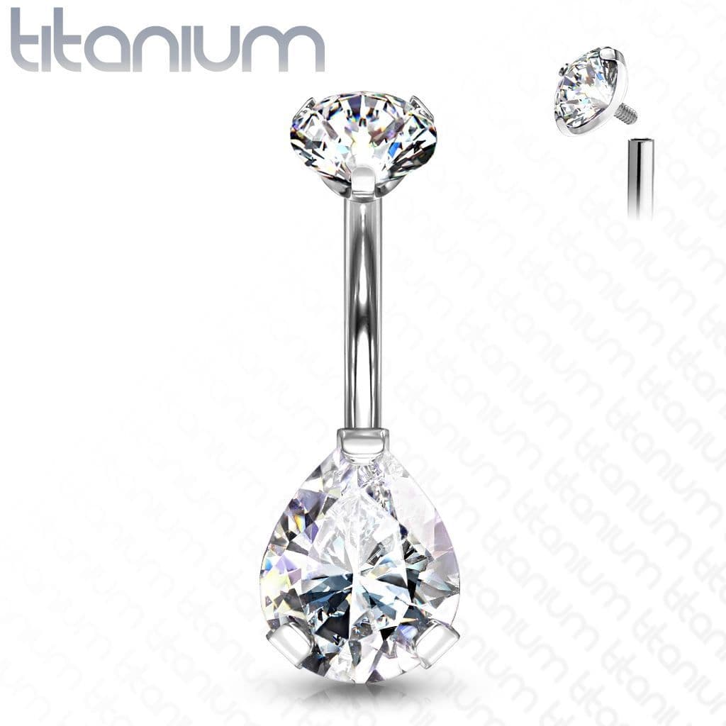 Piercing do pupíku kapka - TITAN (čirá)