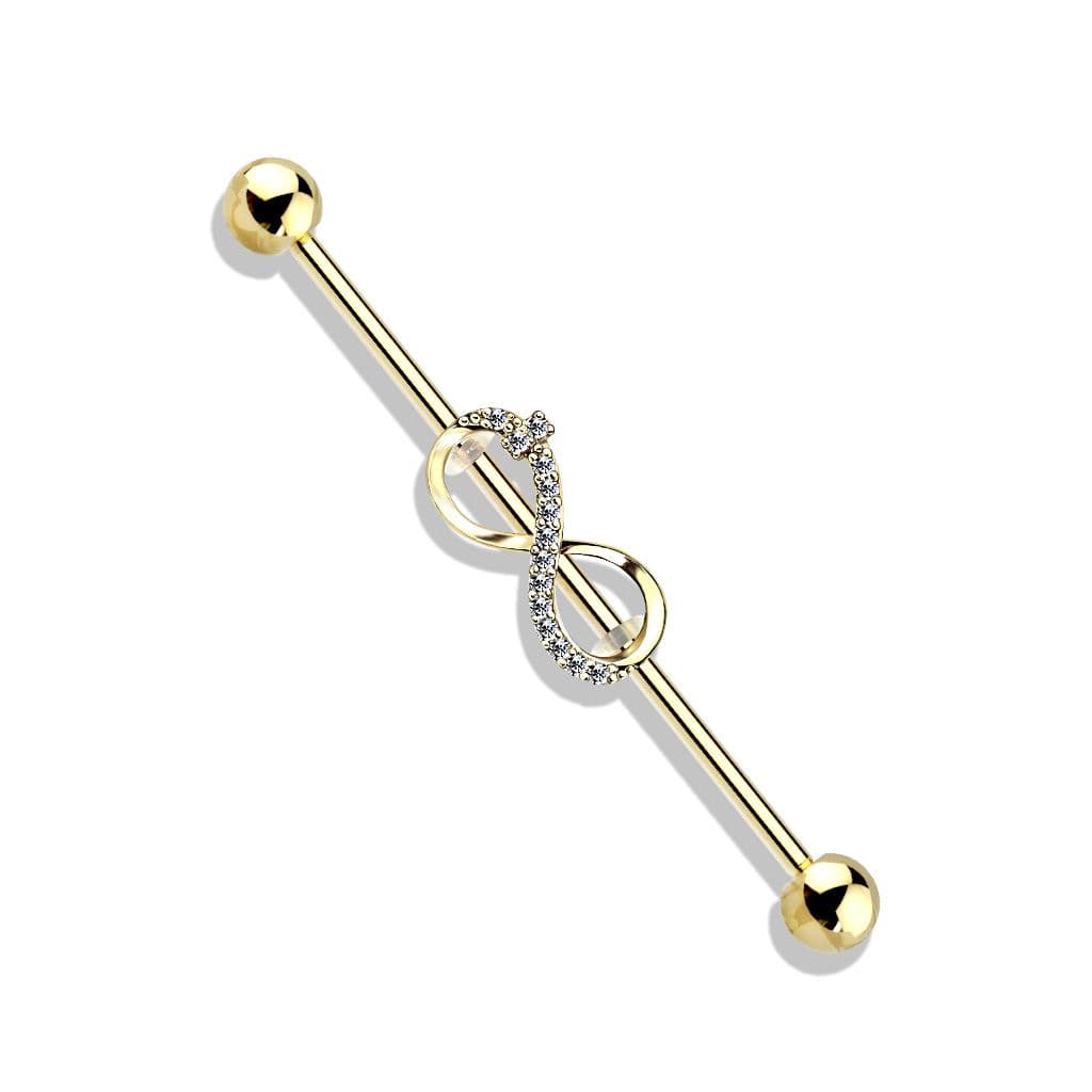 Zlacený industrial piercing - nekonečno