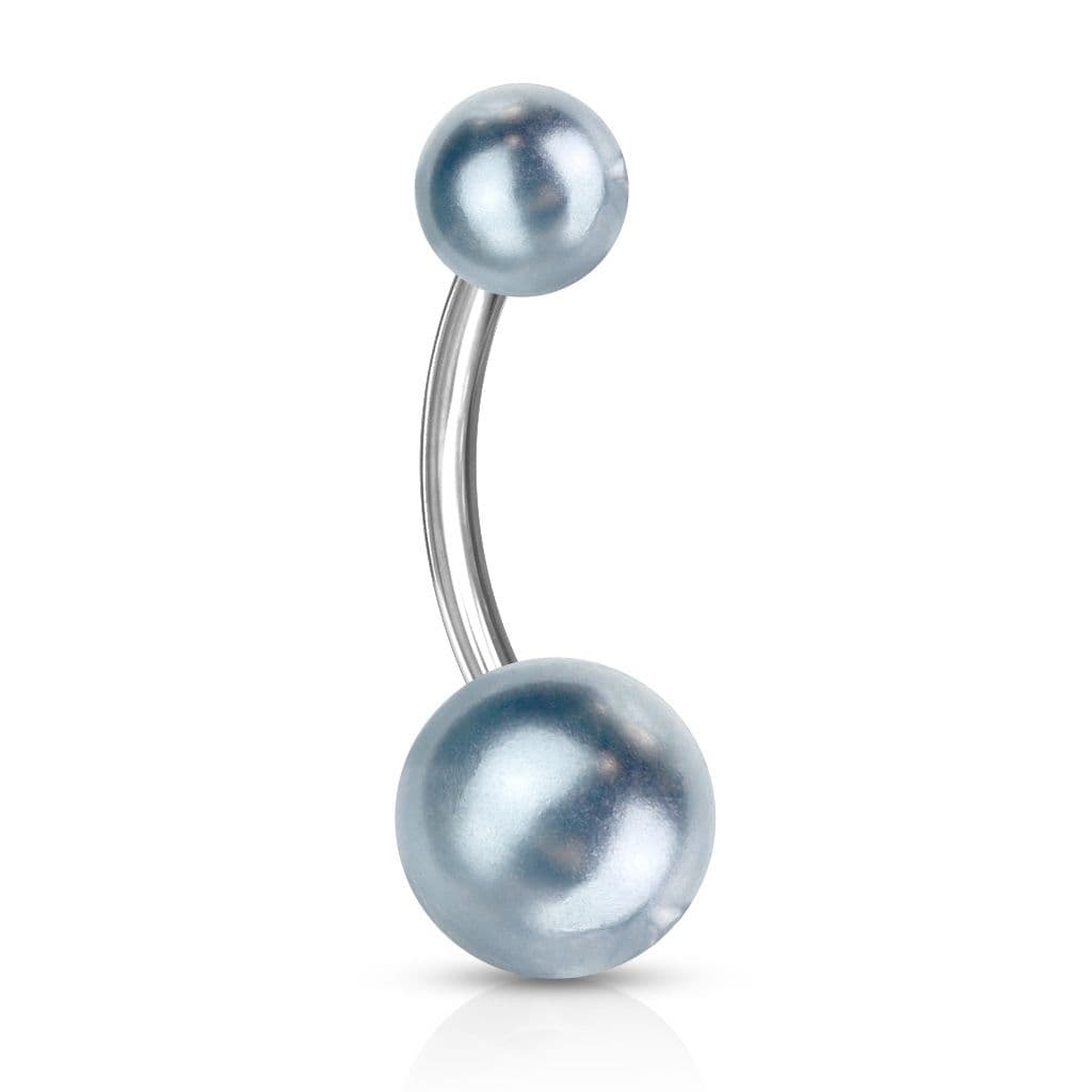 Piercing do pupíku - perličky (světle modrá, 1,6 x 10 mm)