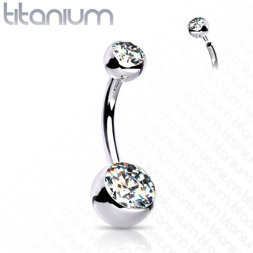 Piercing do pupíku vnitřní závit TITAN, 1,6 x 12 mm (čirá)