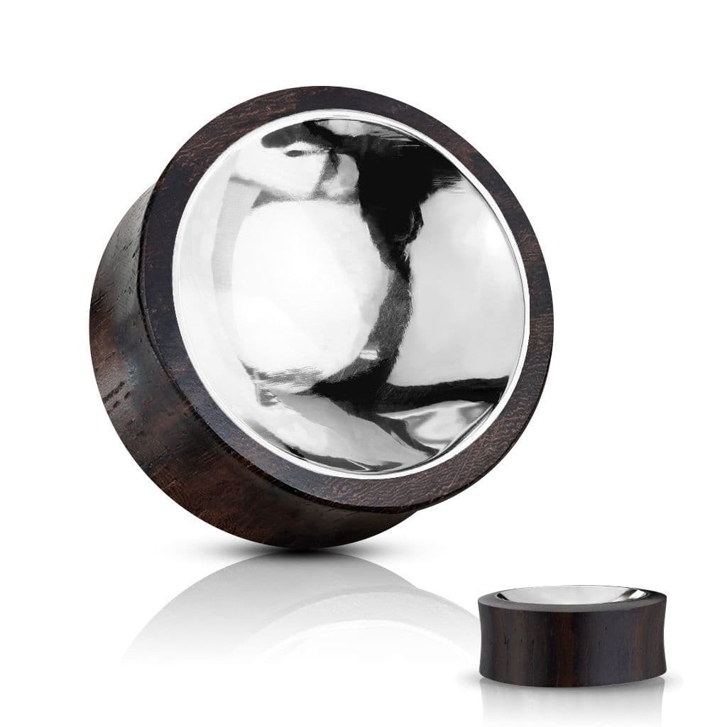 Dřevěný plug se stříbrným středem (12 mm)