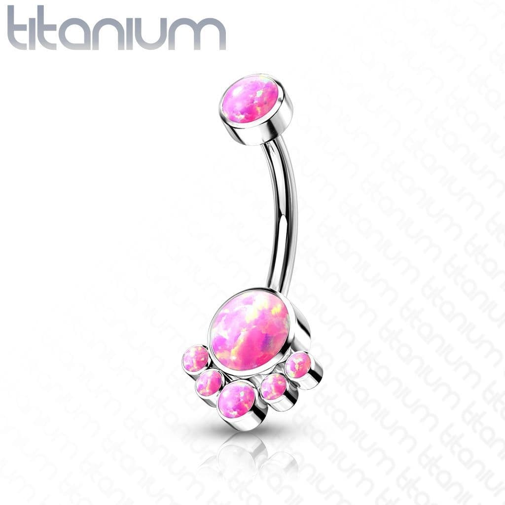 Piercing do pupíku s opálem - TITAN (růžová)