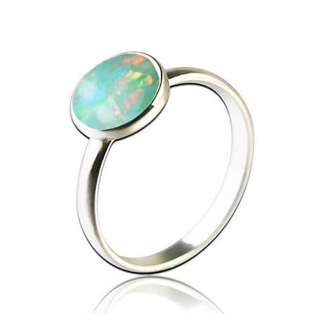 Stříbrný prsten s opálem 8 mm (1,42 g, 48)