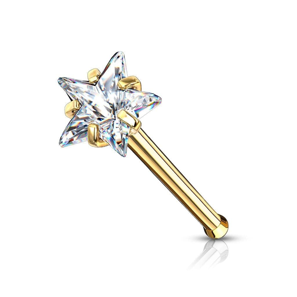 Zlacený piercing do nosu hvězdička (žluté zlato)