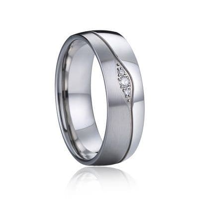 AN1035 Dámský snubní ocelový prsten  diamanty (52)