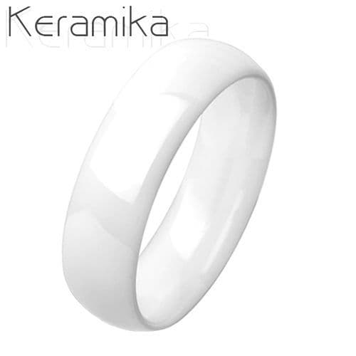 KM1013-6 Pánský keramický prsten bílý, šíře 6 mm (66)