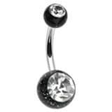 Piercing do pupíku - banánek (černá/čirý zirkon)