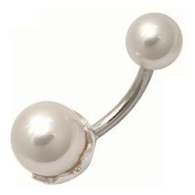 Stříbrný piercing do pupíku - perličky
