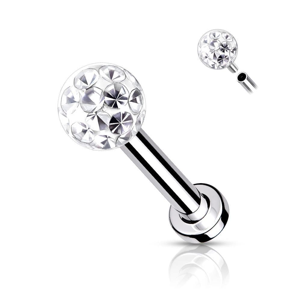 Piercing do brady - labreta/cartilage s kamínky 1,2 x 8 mm