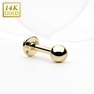 Zlatý piercing do brady - labreta, Au 585/1000 (0,32 g, 1,2 x 10 mm)