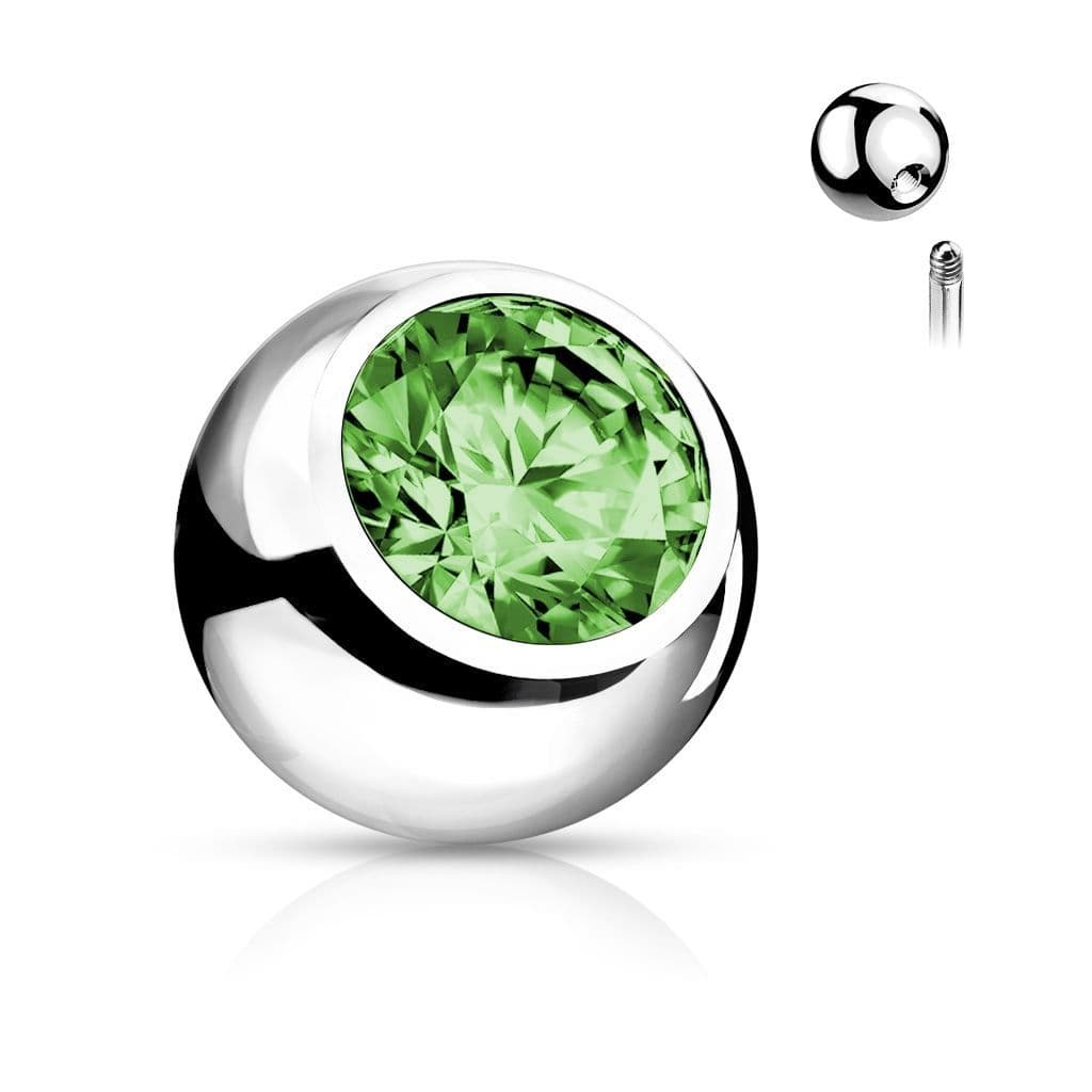 Náhradní kulička chirurgická ocel se zirkonem 1,6 x 4 mm (zelená)
