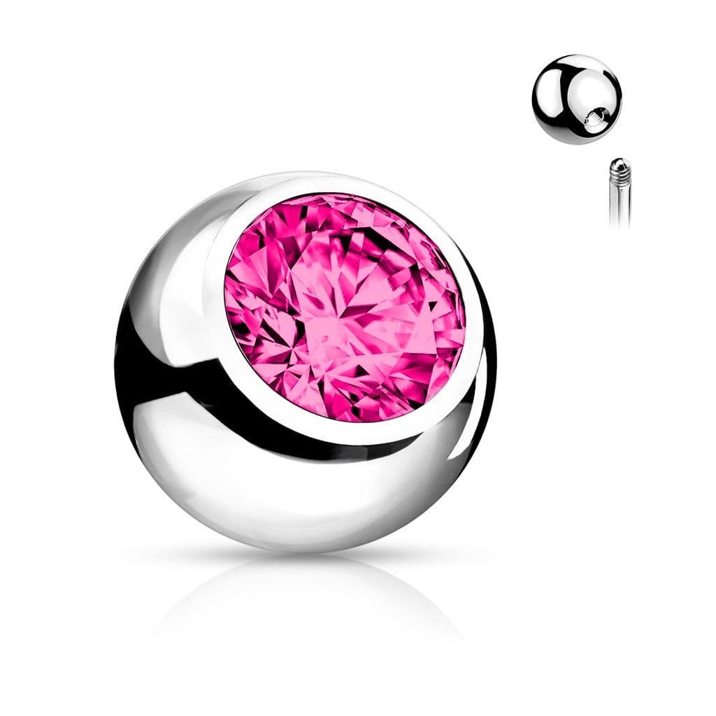 Náhradní kulička chirurgická ocel se zirkonem 1,6 x 4 mm (tmavě růžová)
