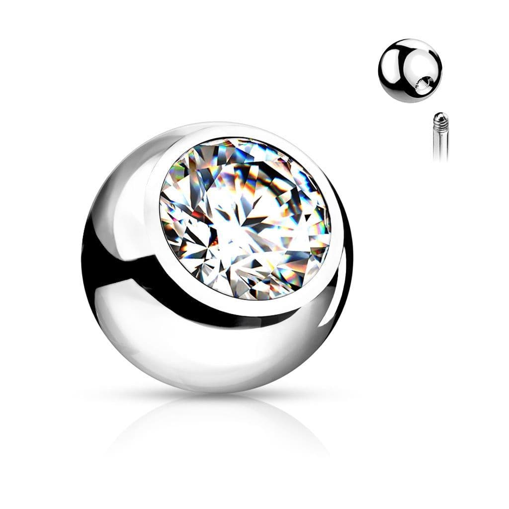 Náhradní kulička chirurgická ocel se zirkonem 1,6 x 4 mm (čirá)