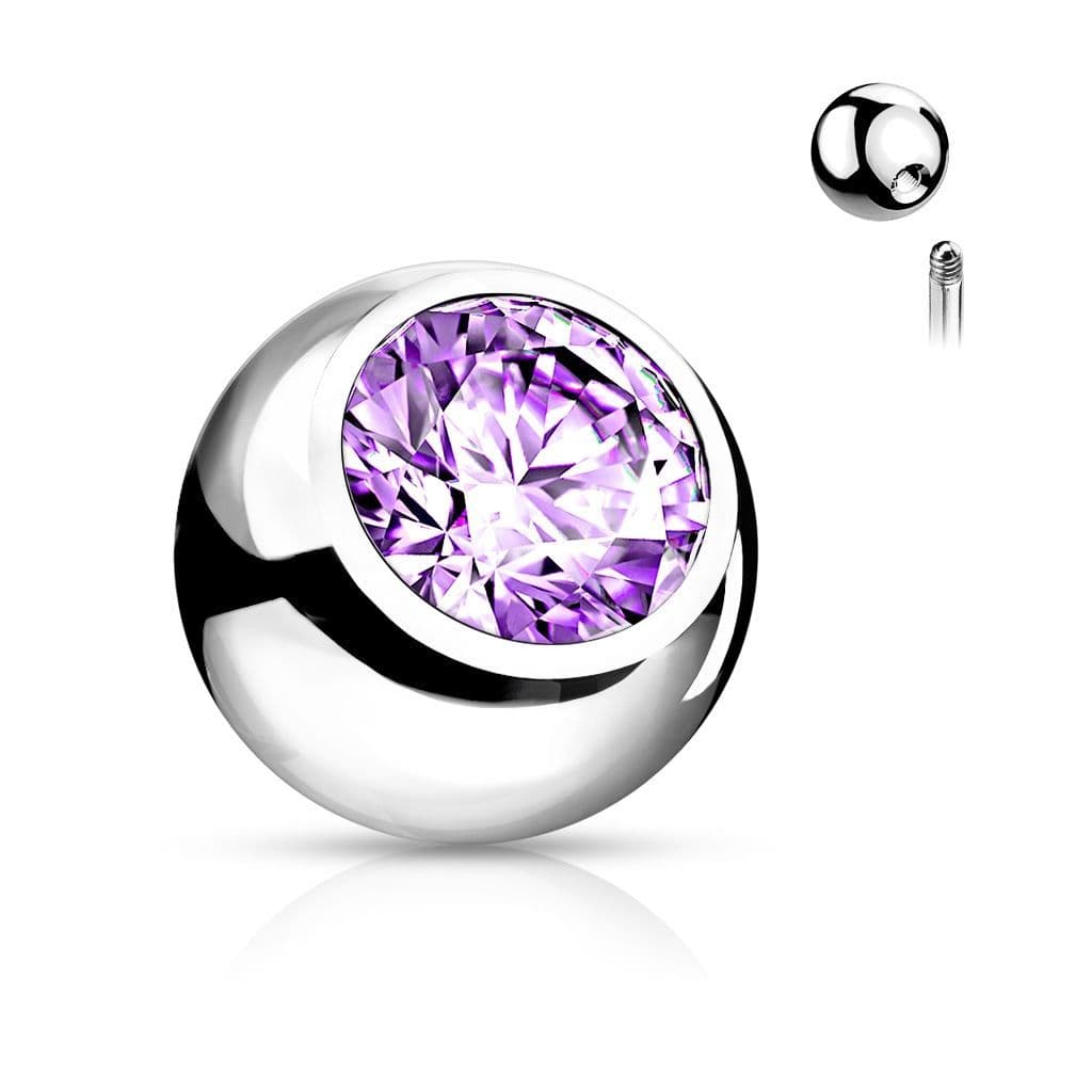 Náhradní kulička chirurgická ocel se zirkonem 1,6 x 4 mm (světle fialová)