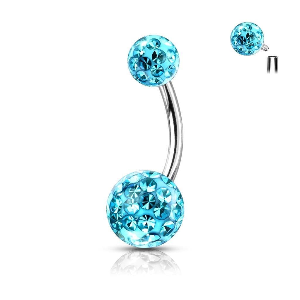 Piercing do pupíku s vnitřním závitem (tyrkysová)
