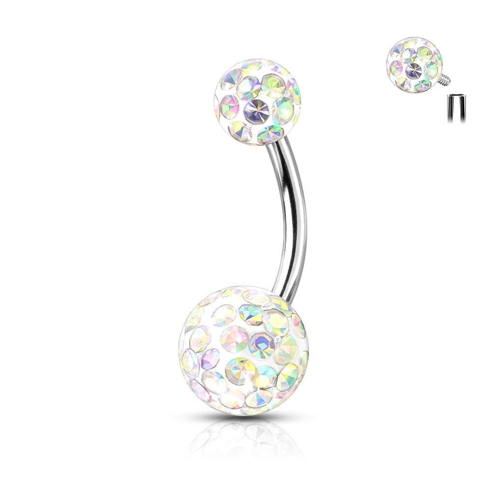 Piercing do pupíku s vnitřním závitem (duhová)