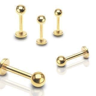Pozlacená labreta - kulička (3 mm, 1,2 x 12 mm)