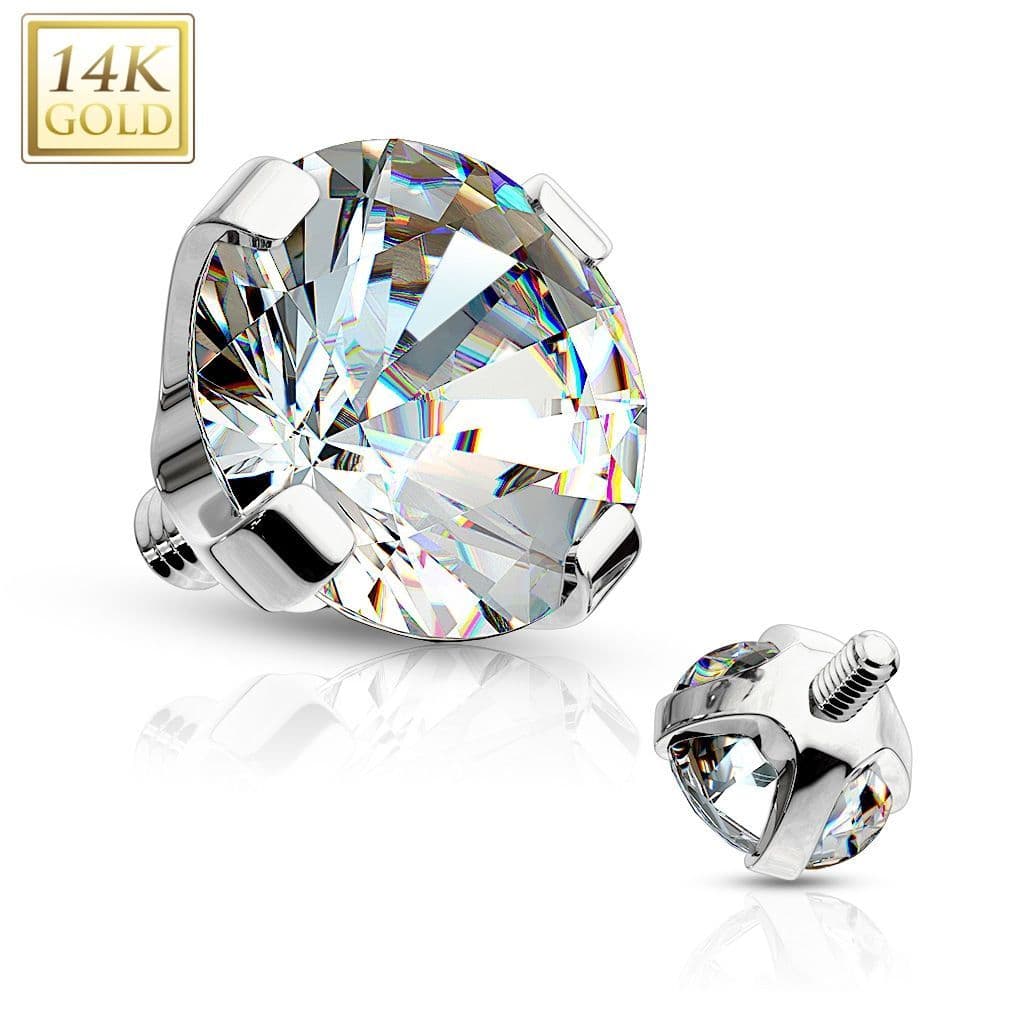 Zlatý piercing - dermál zirkon, Au 585/1000 (0,40 g, 5 mm)