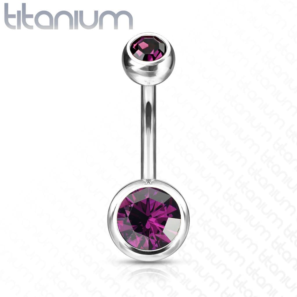 Piercing do pupíku - banánek TITAN (fialová)