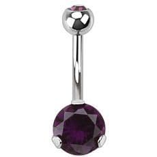 Piercing do pupíku - banánek se zirkony (fialová, 1,6 x 10 mm)