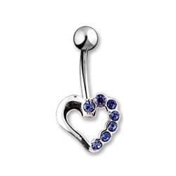 Piercing do pupíku - srdíčko (modrá)