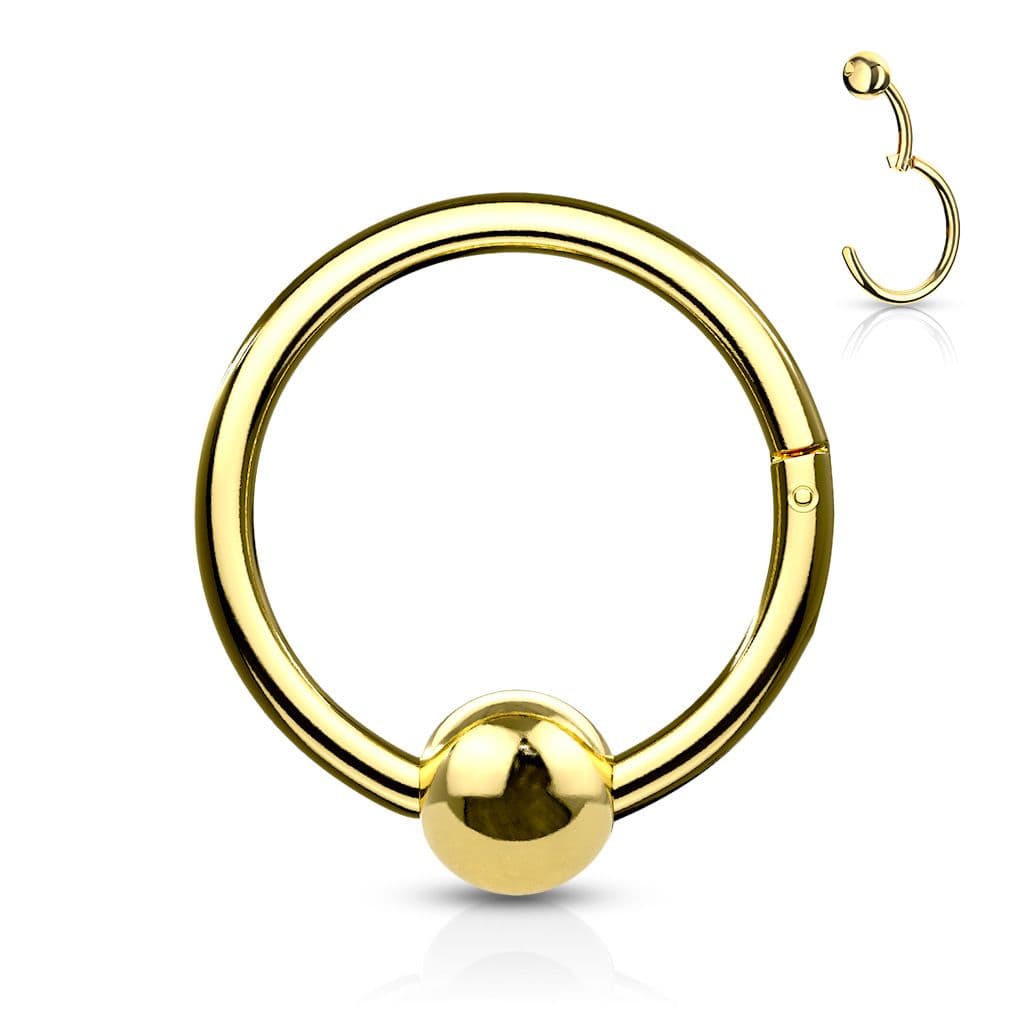 Piercing segment kruh s kuličkou (žluté zlato, 1,2 x 8 mm, 3 mm)
