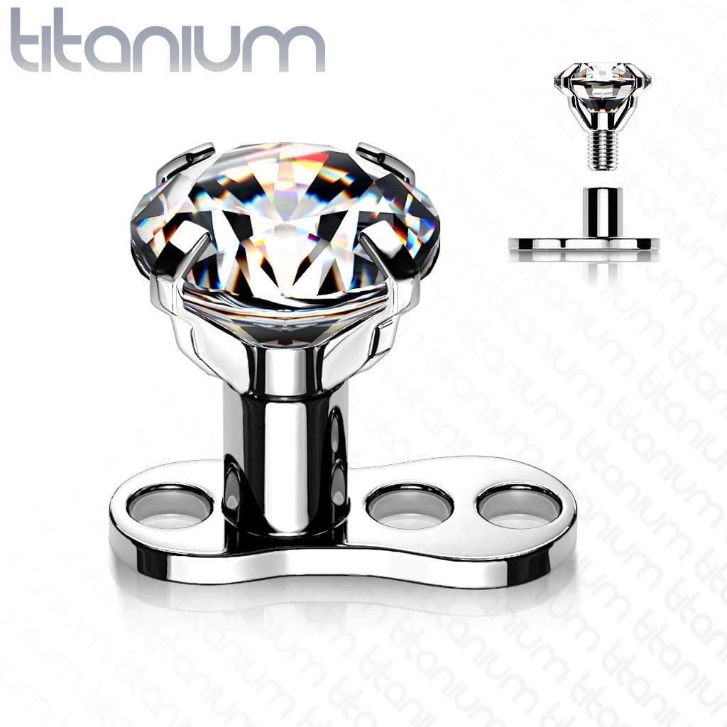 Kompletní microdermal piercing 1,2 mm - čirý zirkon (5 mm)