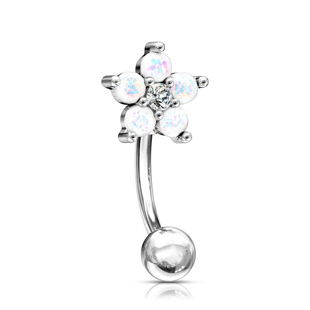 Piercing do obočí kytička (bílá)